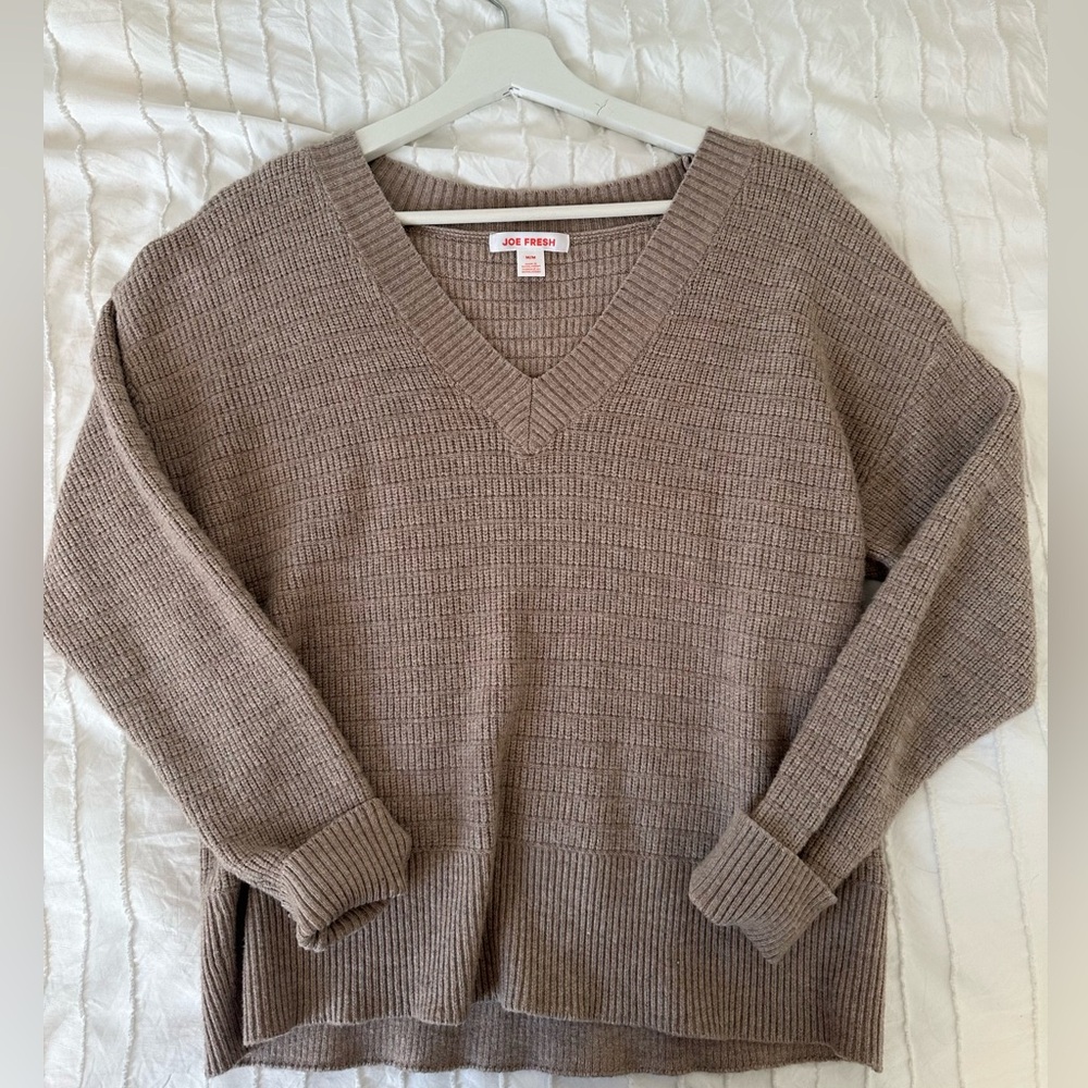 Beige V-Neck Sweater